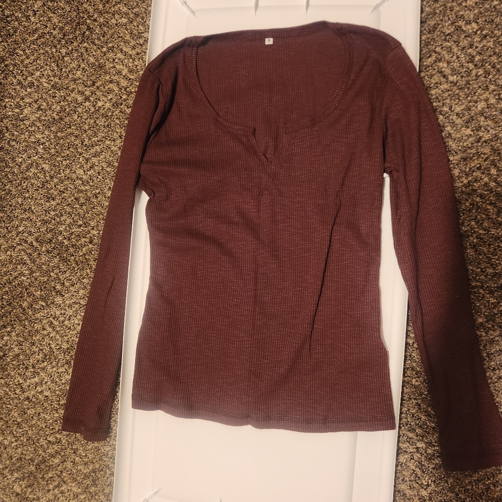 Women's Long Sleeve Top - Maroon